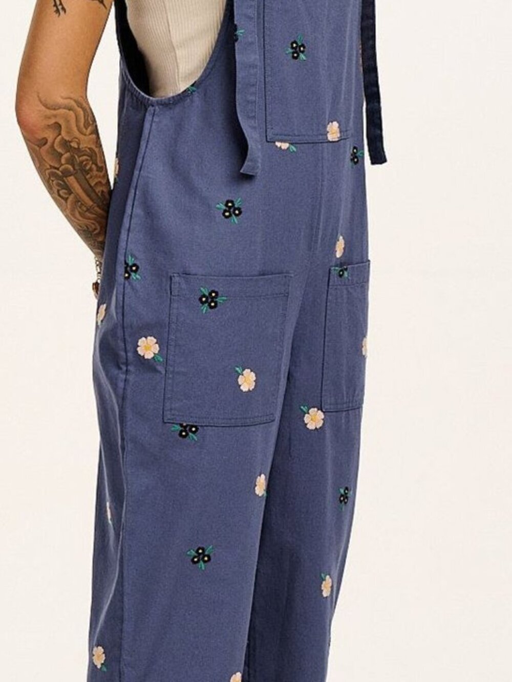 Lucy & Yak Original - Twill Dungarees in Blue With Frankie Flowers UK14/US10 - Picture 3 of 7